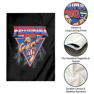 Freedomania 250 George Washington Wrestler Graphic Garden Flag Funny Muscular President Lightning 1776 to 2026 Semiquincentennial