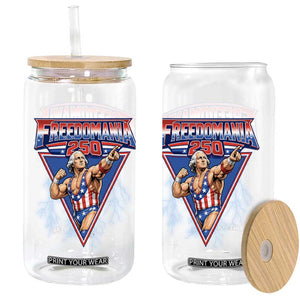 Freedomania 250 George Washington Wrestler Graphic Glass Can Funny Muscular President Lightning 1776 to 2026 Semiquincentennial