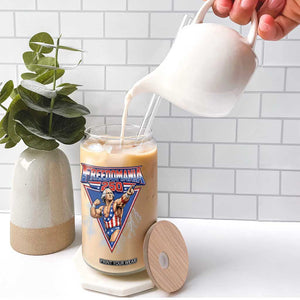 Freedomania 250 George Washington Wrestler Graphic Glass Can Funny Muscular President Lightning 1776 to 2026 Semiquincentennial