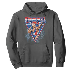Freedomania 250 George Washington Wrestler Graphic Hoodie Funny Muscular President Lightning 1776 to 2026 Semiquincentennial