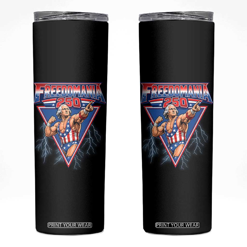 Freedomania 250 George Washington Wrestler Graphic Skinny Tumbler Funny Muscular President Lightning 1776 to 2026 Semiquincentennial