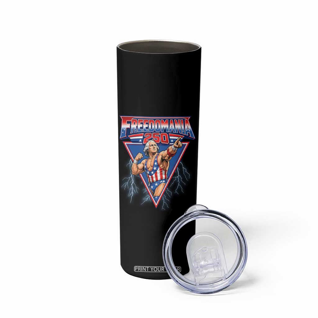 Freedomania 250 George Washington Wrestler Graphic Skinny Tumbler Funny Muscular President Lightning 1776 to 2026 Semiquincentennial