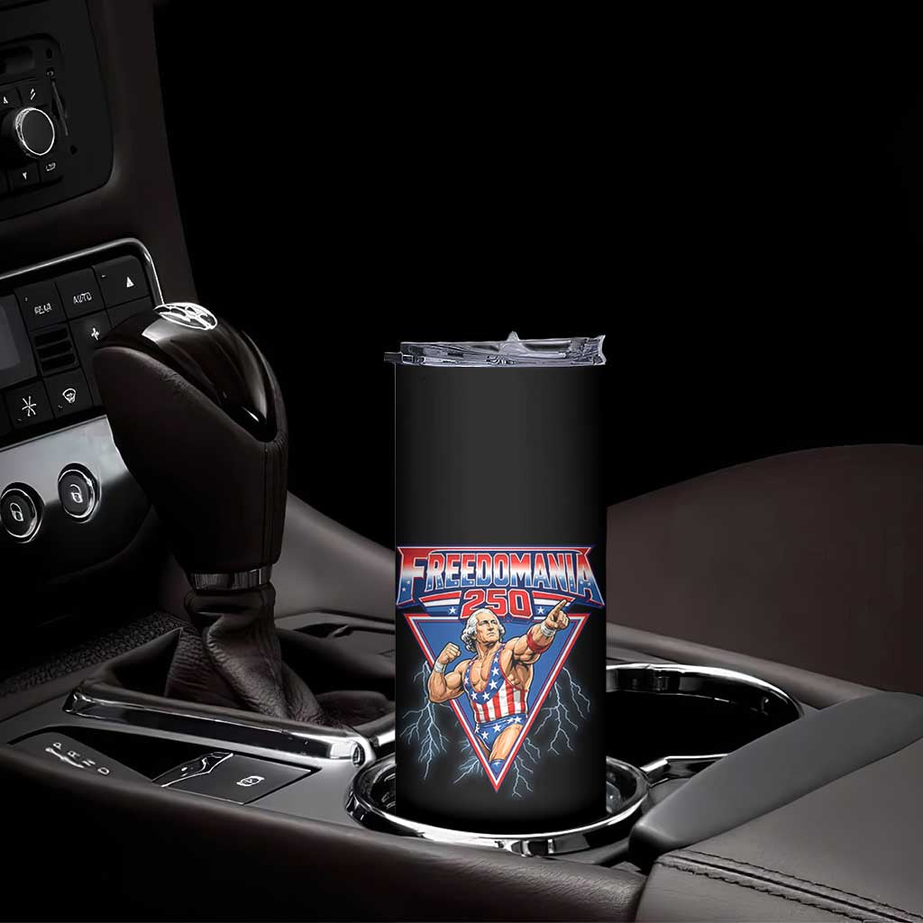 Freedomania 250 George Washington Wrestler Graphic Skinny Tumbler Funny Muscular President Lightning 1776 to 2026 Semiquincentennial