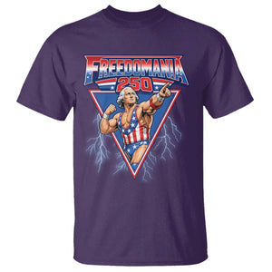 Freedomania 250 George Washington Wrestler Graphic T Shirt Funny Muscular President Lightning 1776 to 2026 Semiquincentennial