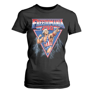 Freedomania 250 George Washington Wrestler Graphic T Shirt For Women Funny Muscular President Lightning 1776 to 2026 Semiquincentennial
