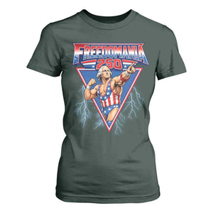 Freedomania 250 George Washington Wrestler Graphic T Shirt For Women Funny Muscular President Lightning 1776 to 2026 Semiquincentennial