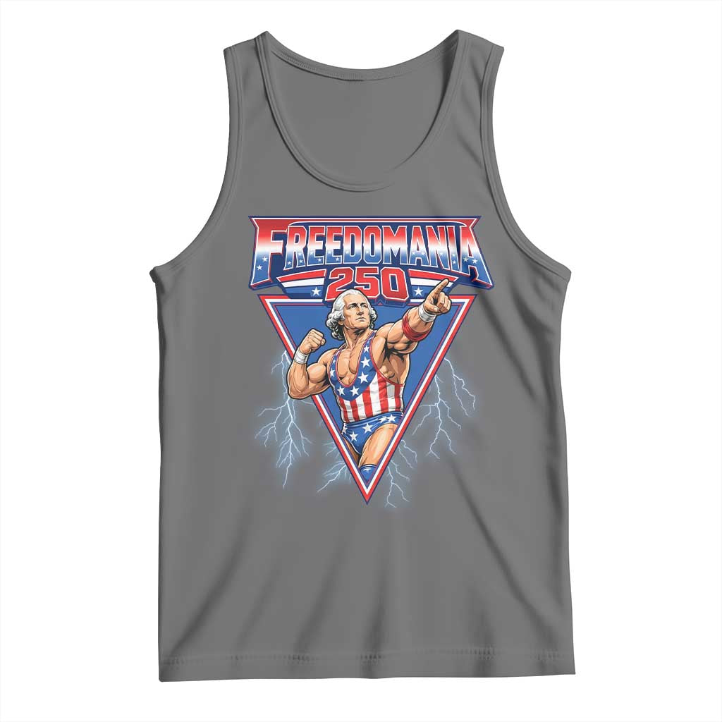 Freedomania 250 George Washington Wrestler Graphic Tank Top Funny Muscular President Lightning 1776 to 2026 Semiquincentennial