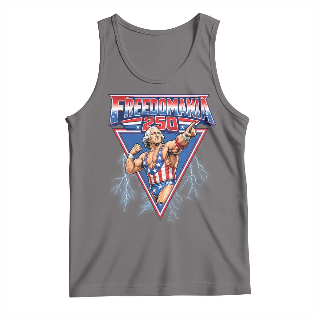Freedomania 250 George Washington Wrestler Graphic Tank Top Funny Muscular President Lightning 1776 to 2026 Semiquincentennial