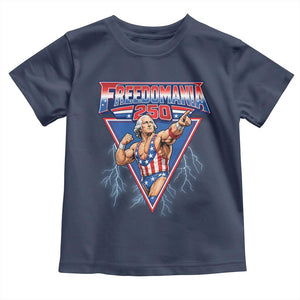 Freedomania 250 George Washington Wrestler Graphic Toddler T Shirt Funny Muscular President Lightning 1776 to 2026 Semiquincentennial