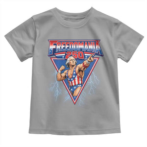 Freedomania 250 George Washington Wrestler Graphic Toddler T Shirt Funny Muscular President Lightning 1776 to 2026 Semiquincentennial