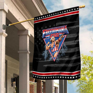 Freedomania 250 George Washington Wrestler Graphic Patriotic Garden Flag Funny Muscular President Lightning 1776 to 2026 Semiquincentennial