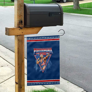 Freedomania 250 George Washington Wrestler Graphic Patriotic Garden Flag Funny Muscular President Lightning 1776 to 2026 Semiquincentennial