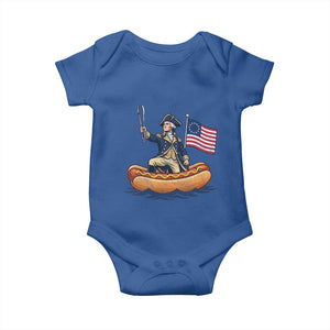 George Washington Crossing The Delaware on Hot Dog Boat Baby Onesie Funny BBQ Party 4th of July Graphic