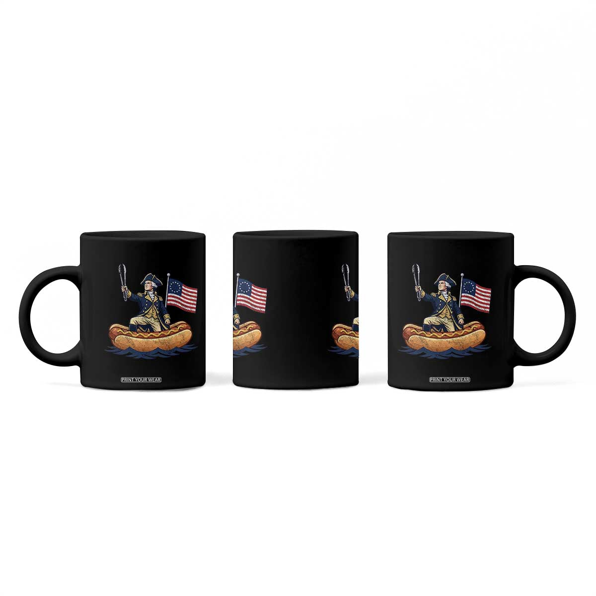 George Washington Crossing The Delaware on Hot Dog Boat Coffee Mug Funny BBQ Party 4th of July Graphic