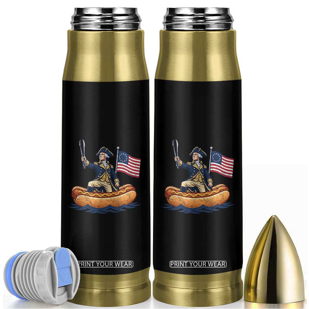 George Washington Crossing The Delaware on Hot Dog Boat Bullet Tumbler Funny BBQ Party 4th of July Graphic TS02 Black Print Your Wear