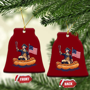 George Washington Crossing The Delaware on Hot Dog Boat Ceramic Ornament Funny BBQ Party 4th of July Graphic
