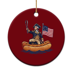 George Washington Crossing The Delaware on Hot Dog Boat Ceramic Ornament Funny BBQ Party 4th of July Graphic