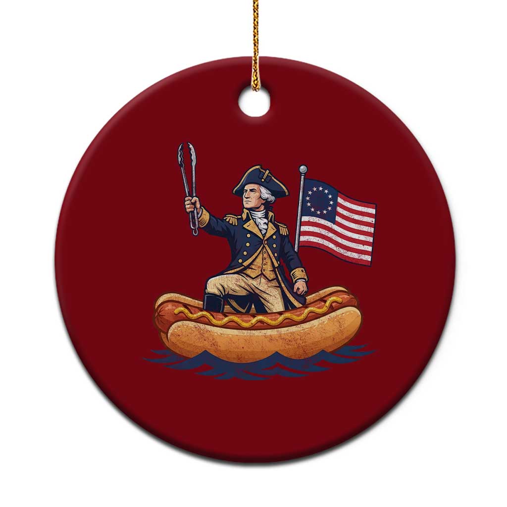 George Washington Crossing The Delaware on Hot Dog Boat Ceramic Ornament Funny BBQ Party 4th of July Graphic TS02 1pc Red Print Your Wear
