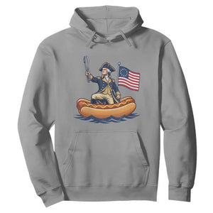 George Washington Crossing The Delaware on Hot Dog Boat Hoodie Funny BBQ Party 4th of July Graphic
