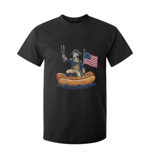 George Washington Crossing The Delaware on Hot Dog Boat T Shirt For Kid Funny BBQ Party 4th of July Graphic