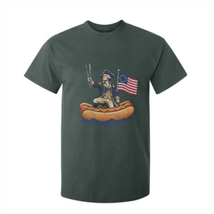 George Washington Crossing The Delaware on Hot Dog Boat T Shirt For Kid Funny BBQ Party 4th of July Graphic