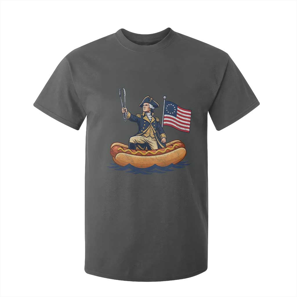 George Washington Crossing The Delaware on Hot Dog Boat T Shirt For Kid Funny BBQ Party 4th of July Graphic