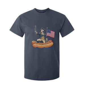 George Washington Crossing The Delaware on Hot Dog Boat T Shirt For Kid Funny BBQ Party 4th of July Graphic