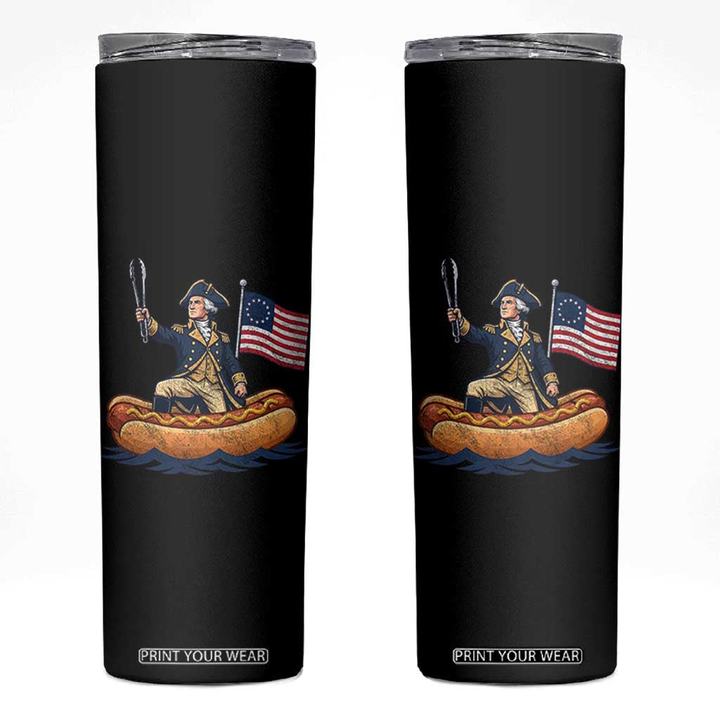 George Washington Crossing The Delaware on Hot Dog Boat Skinny Tumbler Funny BBQ Party 4th of July Graphic