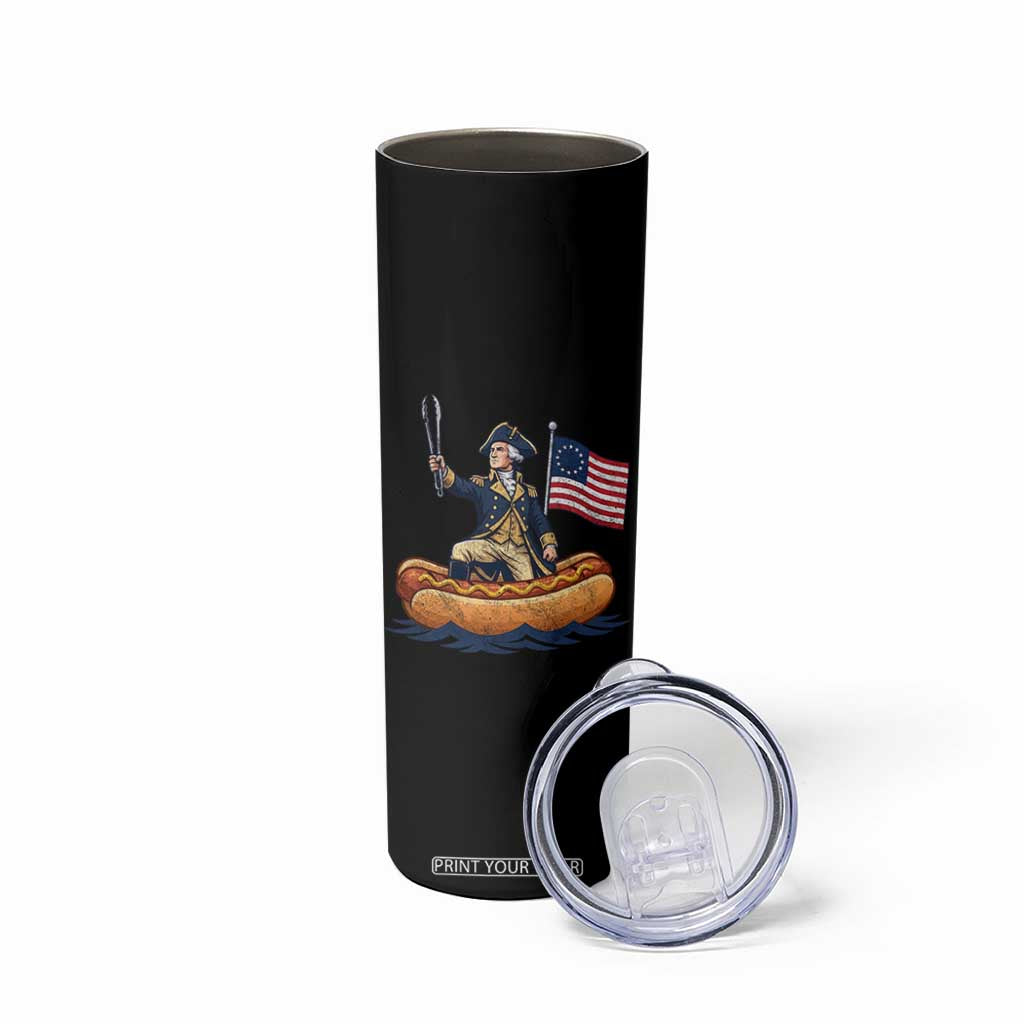 George Washington Crossing The Delaware on Hot Dog Boat Skinny Tumbler Funny BBQ Party 4th of July Graphic