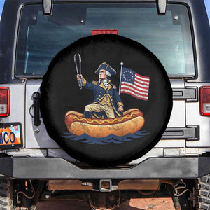 George Washington Crossing The Delaware on Hot Dog Boat Spare Tire Cover Funny BBQ Party 4th of July Graphic