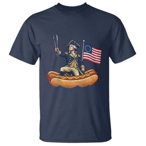 George Washington Crossing The Delaware on Hot Dog Boat T Shirt Funny BBQ Party 4th of July Graphic