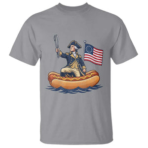 George Washington Crossing The Delaware on Hot Dog Boat T Shirt Funny BBQ Party 4th of July Graphic