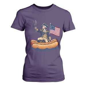 George Washington Crossing The Delaware on Hot Dog Boat T Shirt For Women Funny BBQ Party 4th of July Graphic