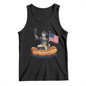 George Washington Crossing The Delaware on Hot Dog Boat Tank Top Funny BBQ Party 4th of July Graphic