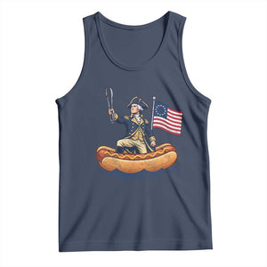 George Washington Crossing The Delaware on Hot Dog Boat Tank Top Funny BBQ Party 4th of July Graphic
