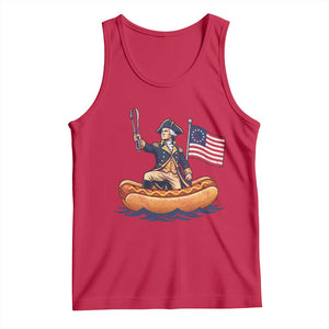 George Washington Crossing The Delaware on Hot Dog Boat Tank Top Funny BBQ Party 4th of July Graphic