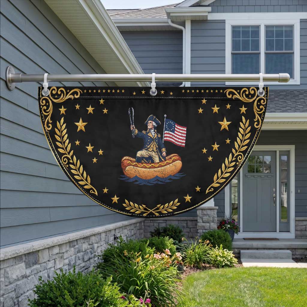 George Washington Crossing The Delaware on Hot Dog Boat Patriotic Fan Flag Funny BBQ Party 4th of July Graphic