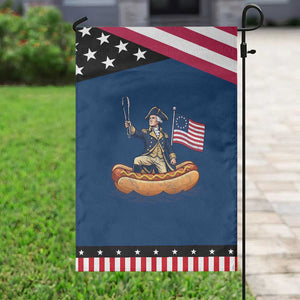 George Washington Crossing The Delaware on Hot Dog Boat Patriotic Garden Flag Funny BBQ Party 4th of July Graphic