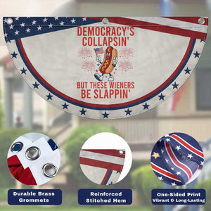 Funny Hotdog Cartoon 4th of July Fireworks Patriotic Fan Flag Democracys Collapsin But These Wieners Be Slappin