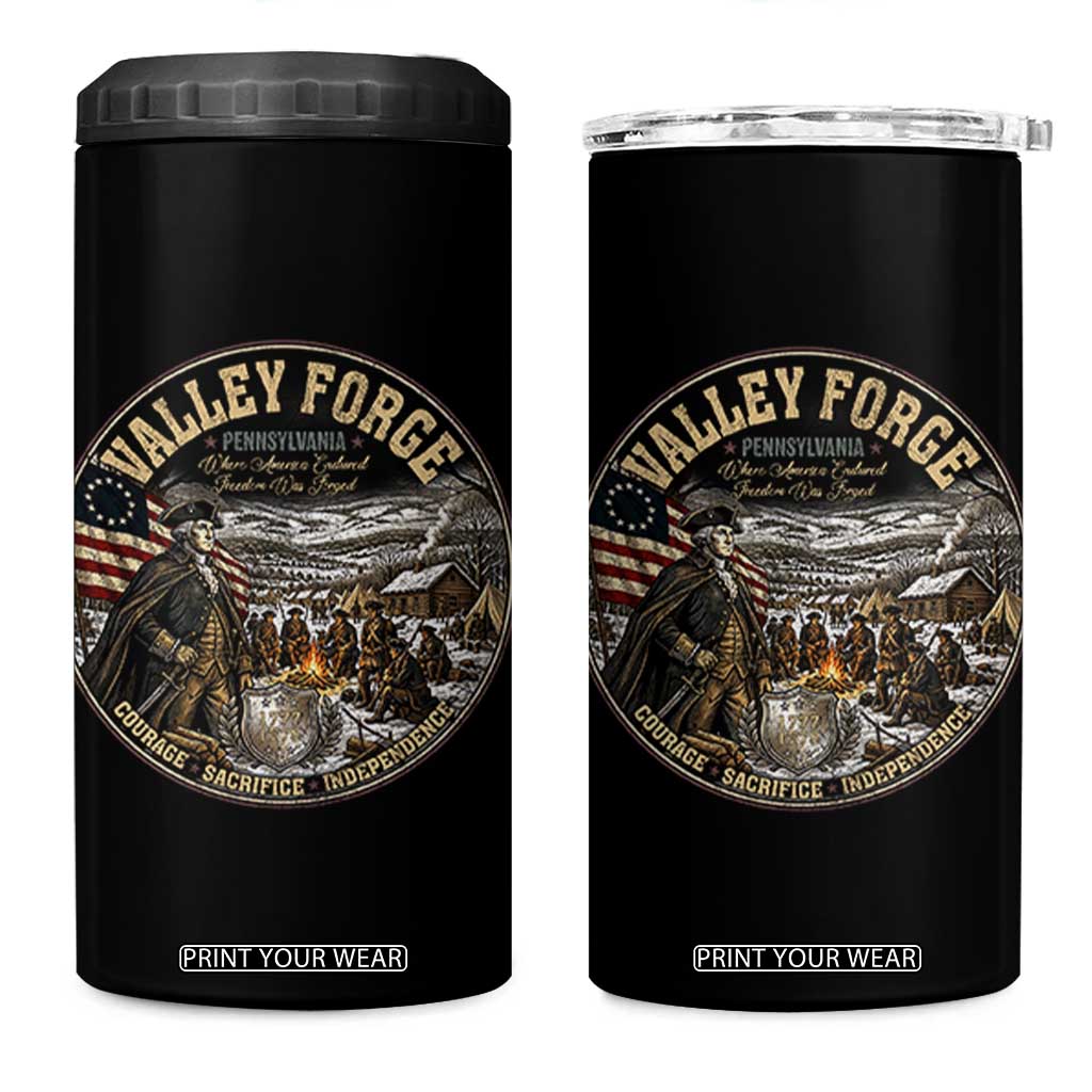 Valley Forge Pennsylvania 1777 George Washington 4 in 1 Can Cooler Tumbler Revolutionary War Vintage American History Graphic TS02 One Size: 16 oz Black Print Your Wear