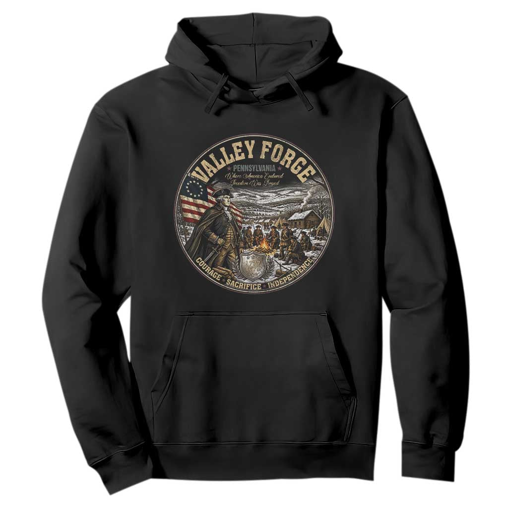 Valley Forge Pennsylvania 1777 George Washington Hoodie Revolutionary War Vintage American History Graphic TS02 Black Print Your Wear