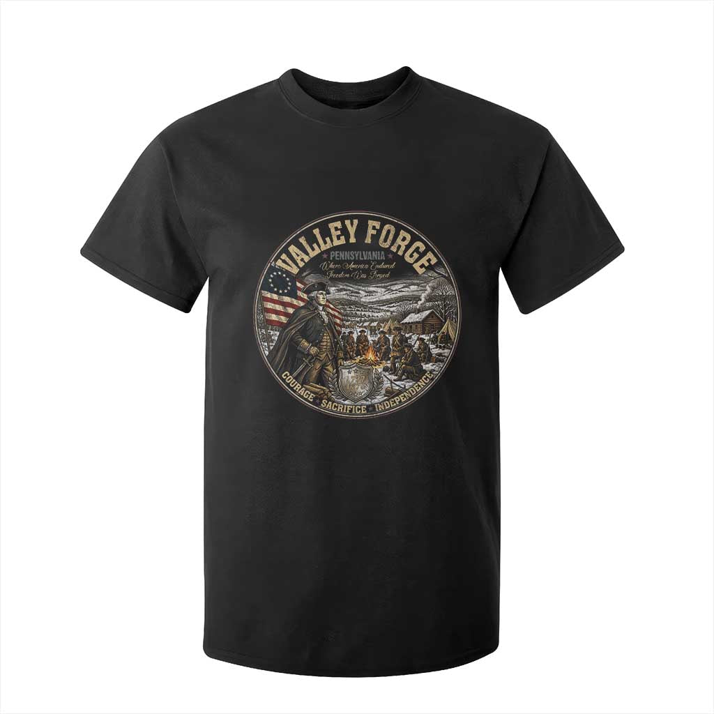 Valley Forge Pennsylvania 1777 George Washington T Shirt For Kid Revolutionary War Vintage American History Graphic TS02 Black Print Your Wear