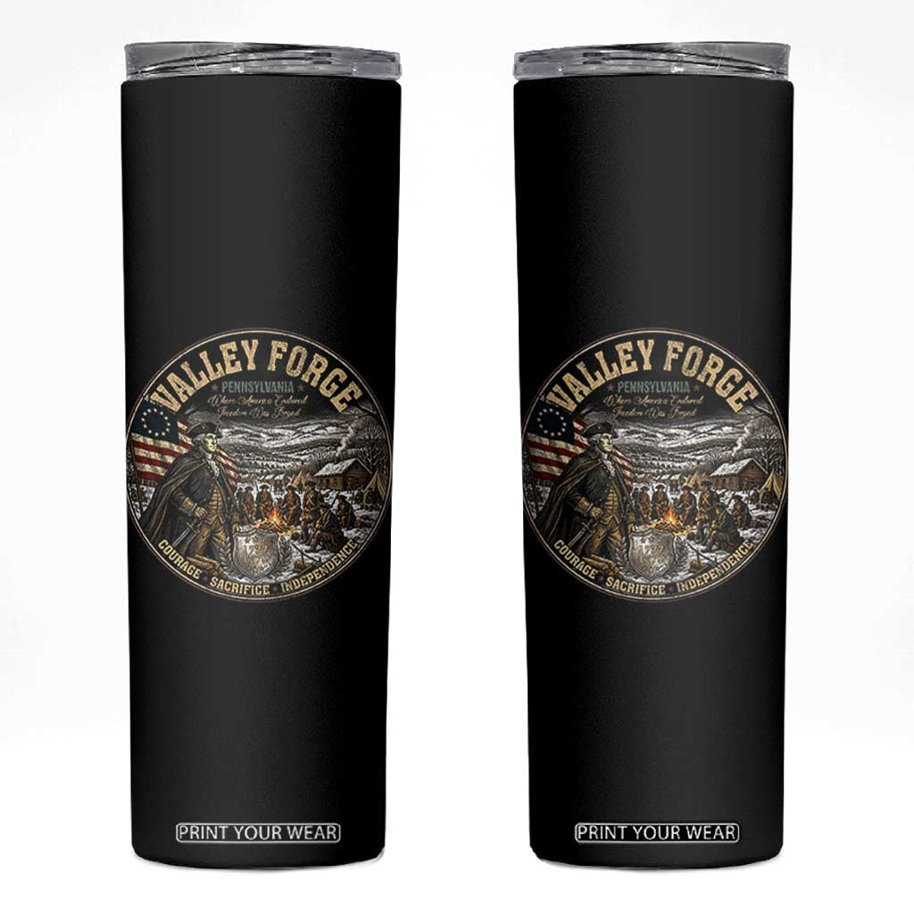 Valley Forge Pennsylvania 1777 George Washington Skinny Tumbler Revolutionary War Vintage American History Graphic TS02 Black Print Your Wear