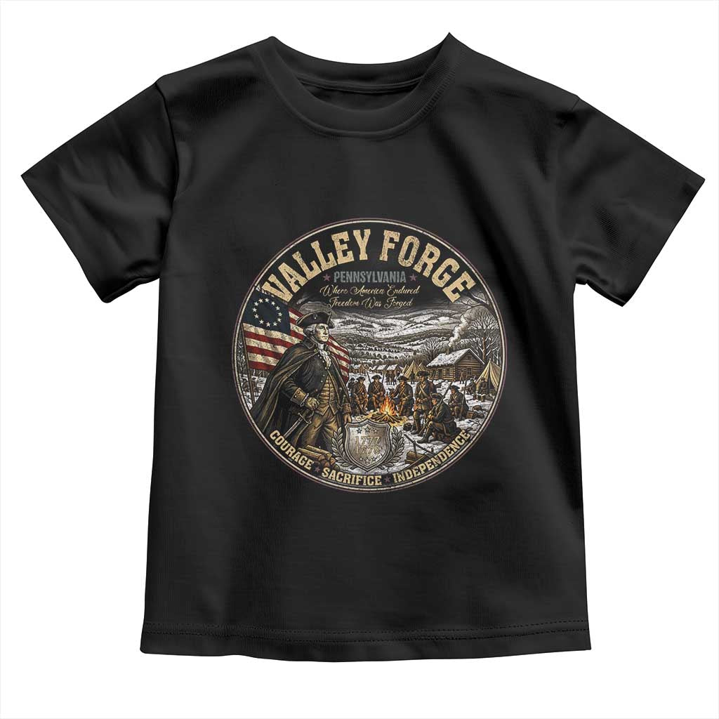 Valley Forge Pennsylvania 1777 George Washington Toddler T Shirt Revolutionary War Vintage American History Graphic TS02 Black Print Your Wear