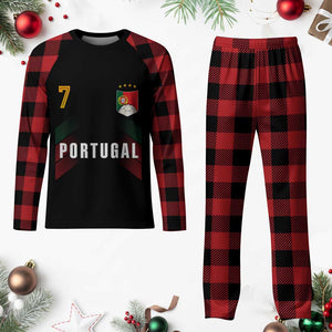 Portugal Soccer Fans Graphic Jersey Style Plaid Pajama Set Proud Portuguese Football Lover