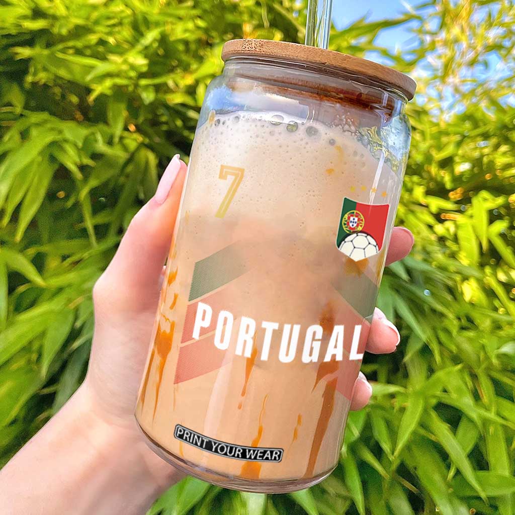 Portugal Soccer Fans Graphic Jersey Style Glass Can Proud Portuguese Football Lover