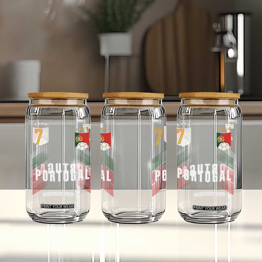 Portugal Soccer Fans Graphic Jersey Style Glass Can Proud Portuguese Football Lover