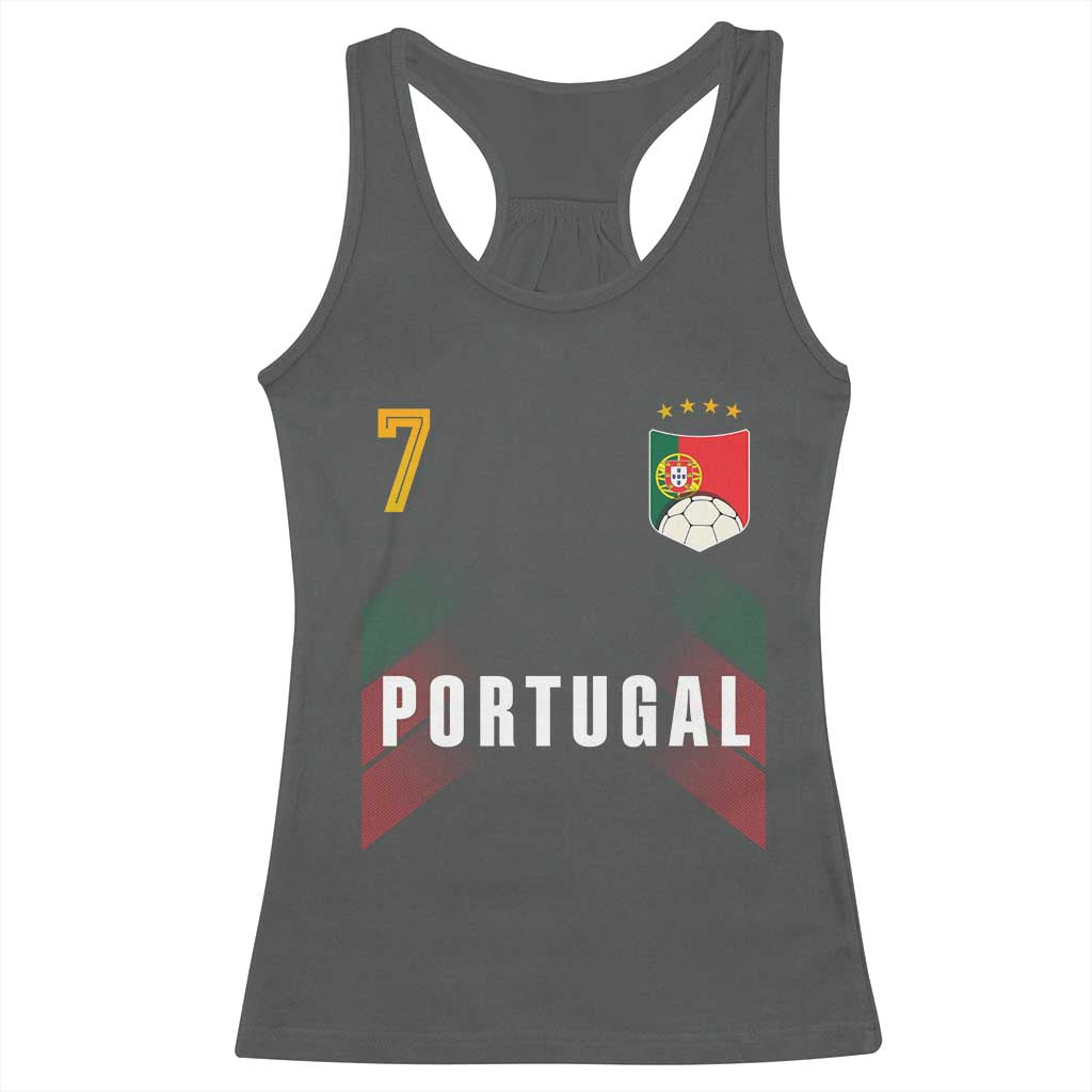 Portugal Soccer Fans Graphic Jersey Style Racerback Tank Top Proud Portuguese Football Lover