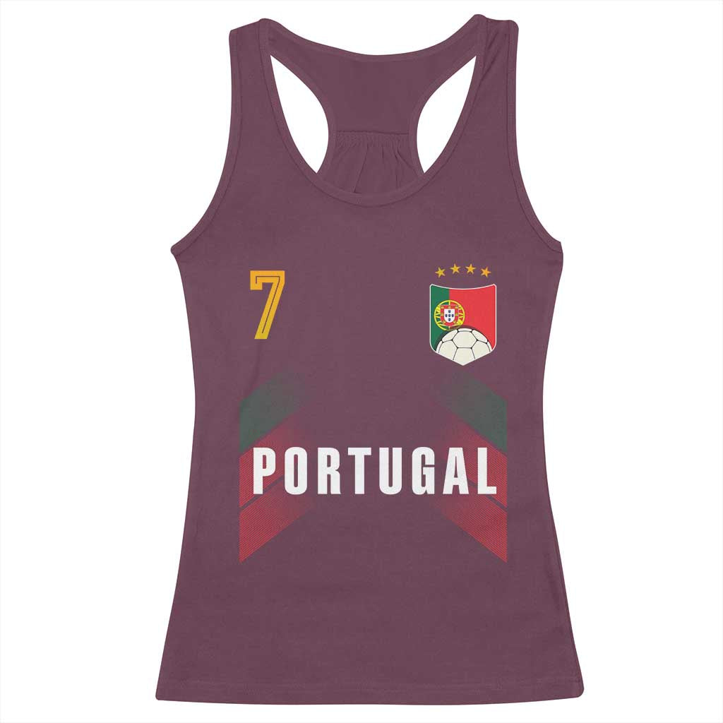 Portugal Soccer Fans Graphic Jersey Style Racerback Tank Top Proud Portuguese Football Lover
