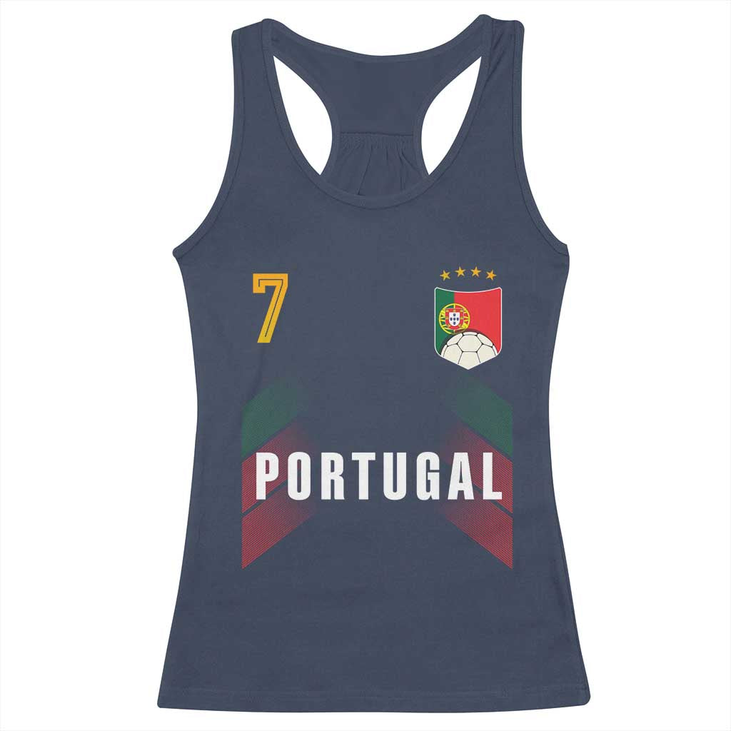 Portugal Soccer Fans Graphic Jersey Style Racerback Tank Top Proud Portuguese Football Lover